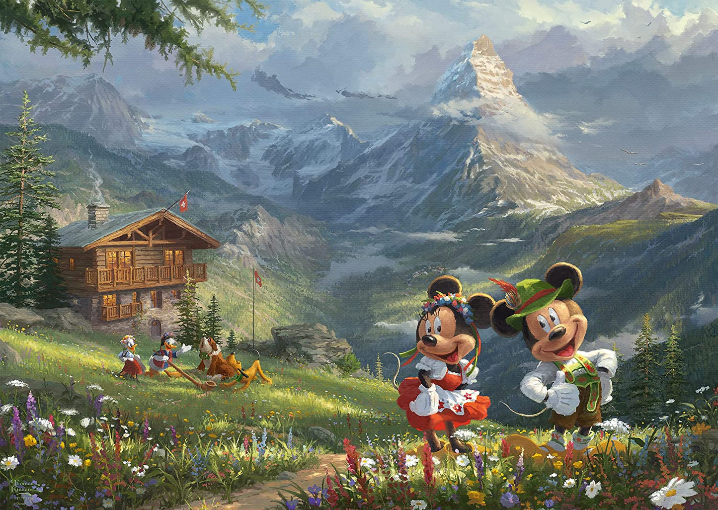 Schmidt - Thomas Kinkade: Disney Mickey & Minnie in the Alps - 1000 Piece Jigsaw Puzzle