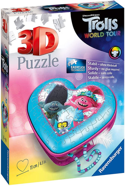 Ravensburger Trolls 2 World Tour - Heart Shaped 54 Piece 3D Jigsaw Puzzle
