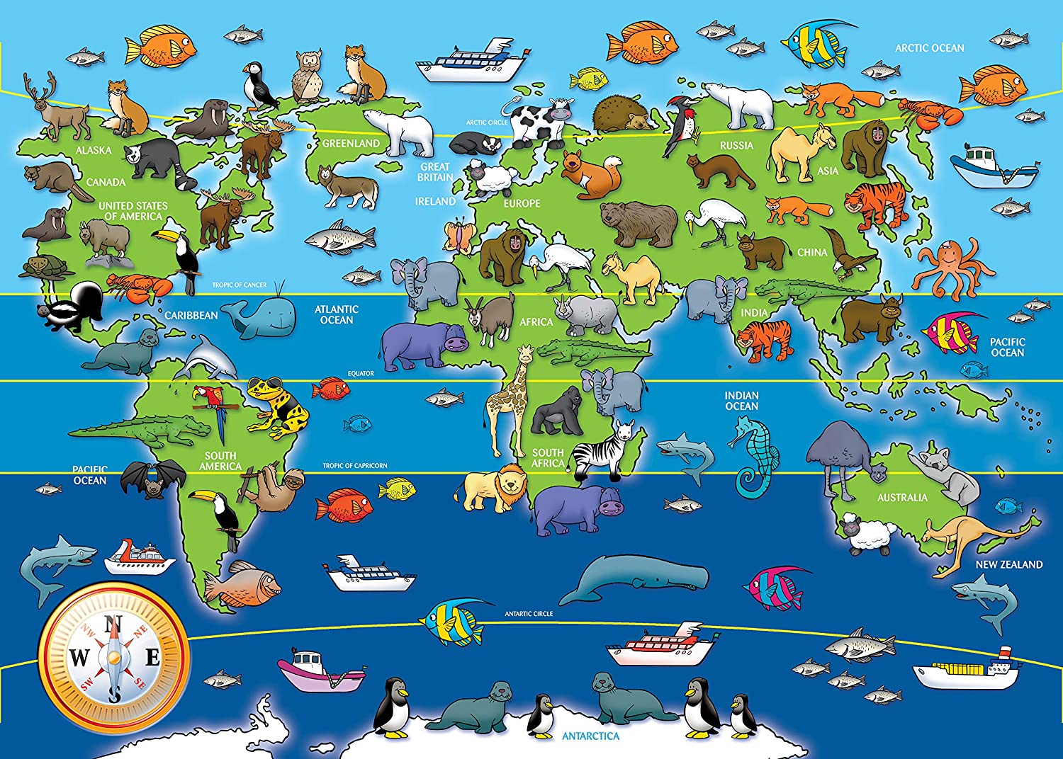 Animals of the World Giant Floor Puzzle – 60 Piece Jigsaw Puzzle (Ravensburger)