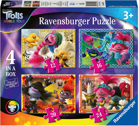 Ravensburger - Trolls 2 World Tour, 4 in Box -  12, 16 ,20 and 24 Piece Jigsaw Puzzles
