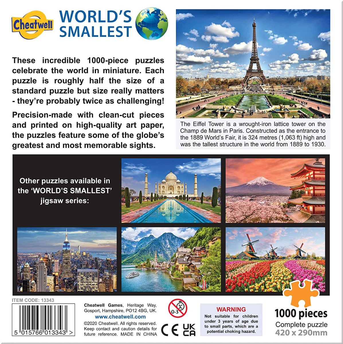 World's Smallest Puzzles - Eiffel Tower - 1000 Piece Jigsaw Puzzle