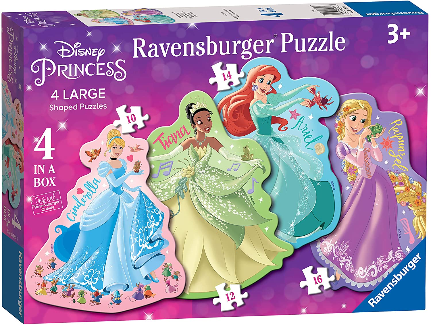 Disney Princess – Four Large 10, 12, 14, 16 Piece Jigsaw Puzzle (Ravensburger)