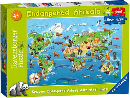 Ravensburger - Endangered Animals Giant Floor Puzzle - 60 Piece Jigsaw Puzzle