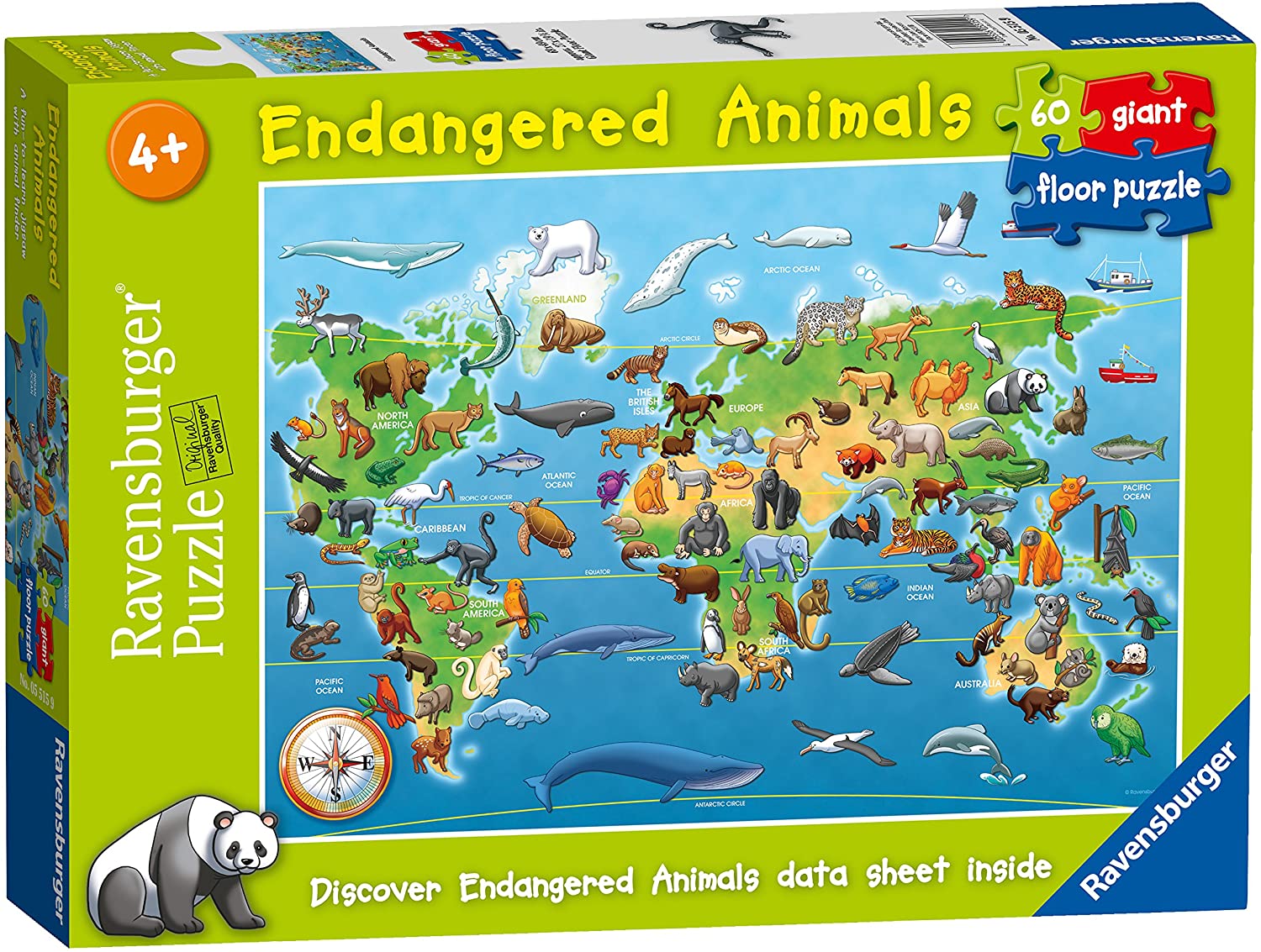 Endangered Animals Giant Floor Puzzle – 60 Piece Jigsaw Puzzle (Ravensburger)