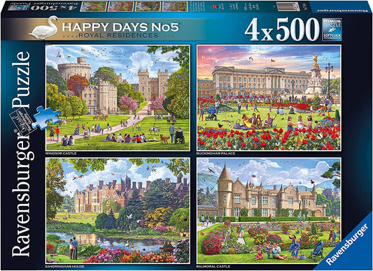 Ravensburger - Happy Days No 4, Royal Residences - 4 x 500 Piece Jigsaw Puzzles