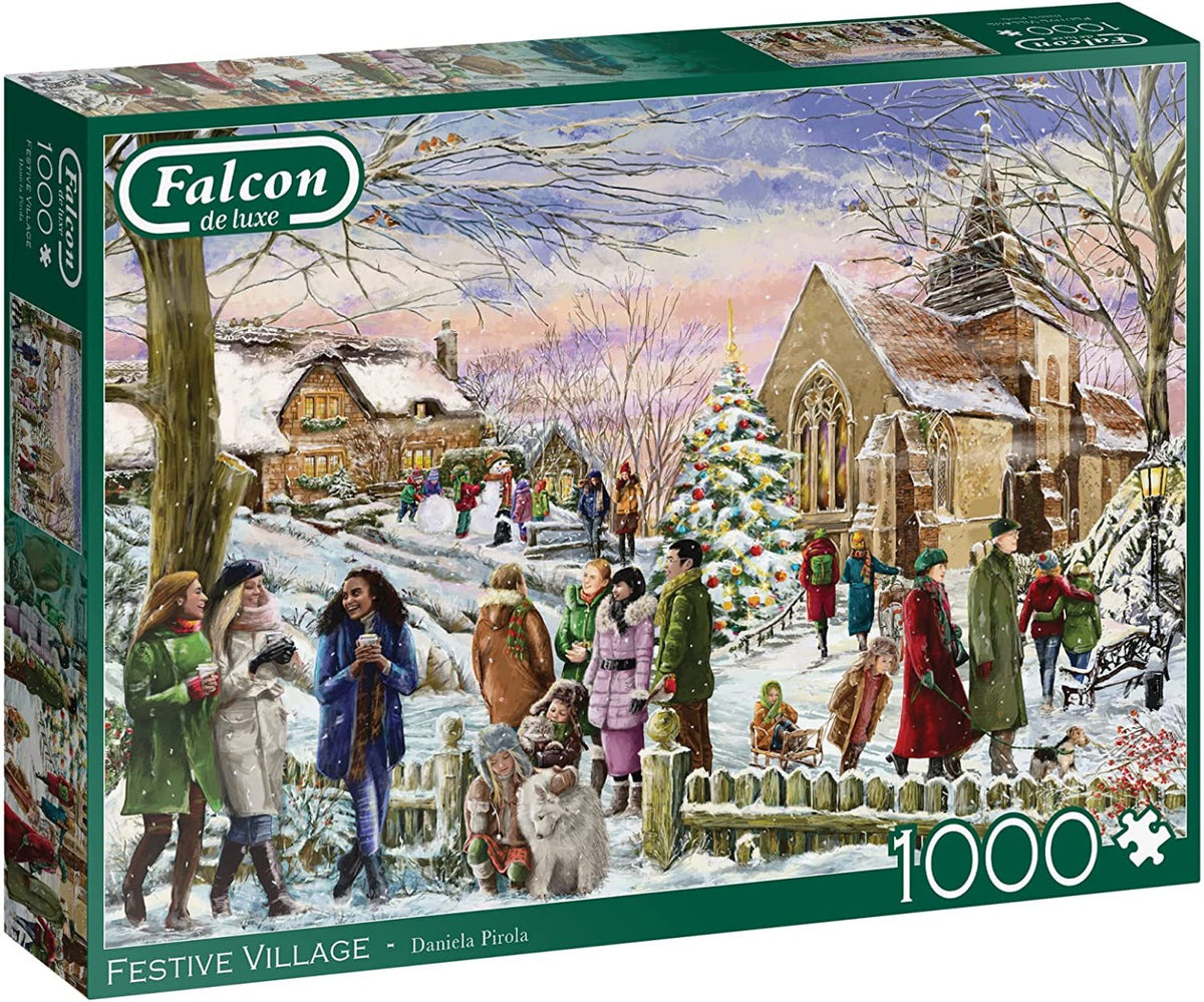 Falcon Spring Puzzle Falcon De Luxe - Festive Village - 1000 Piece Jigsaw Puzzle – 🧩 Puzzles ...