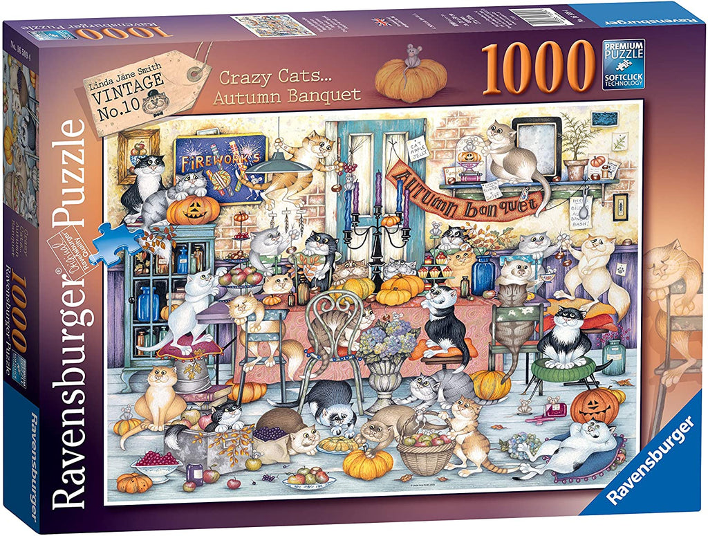 Crazy Cats Autumn Banquet – 1000 Piece Jigsaw Puzzle (Ravensburger)