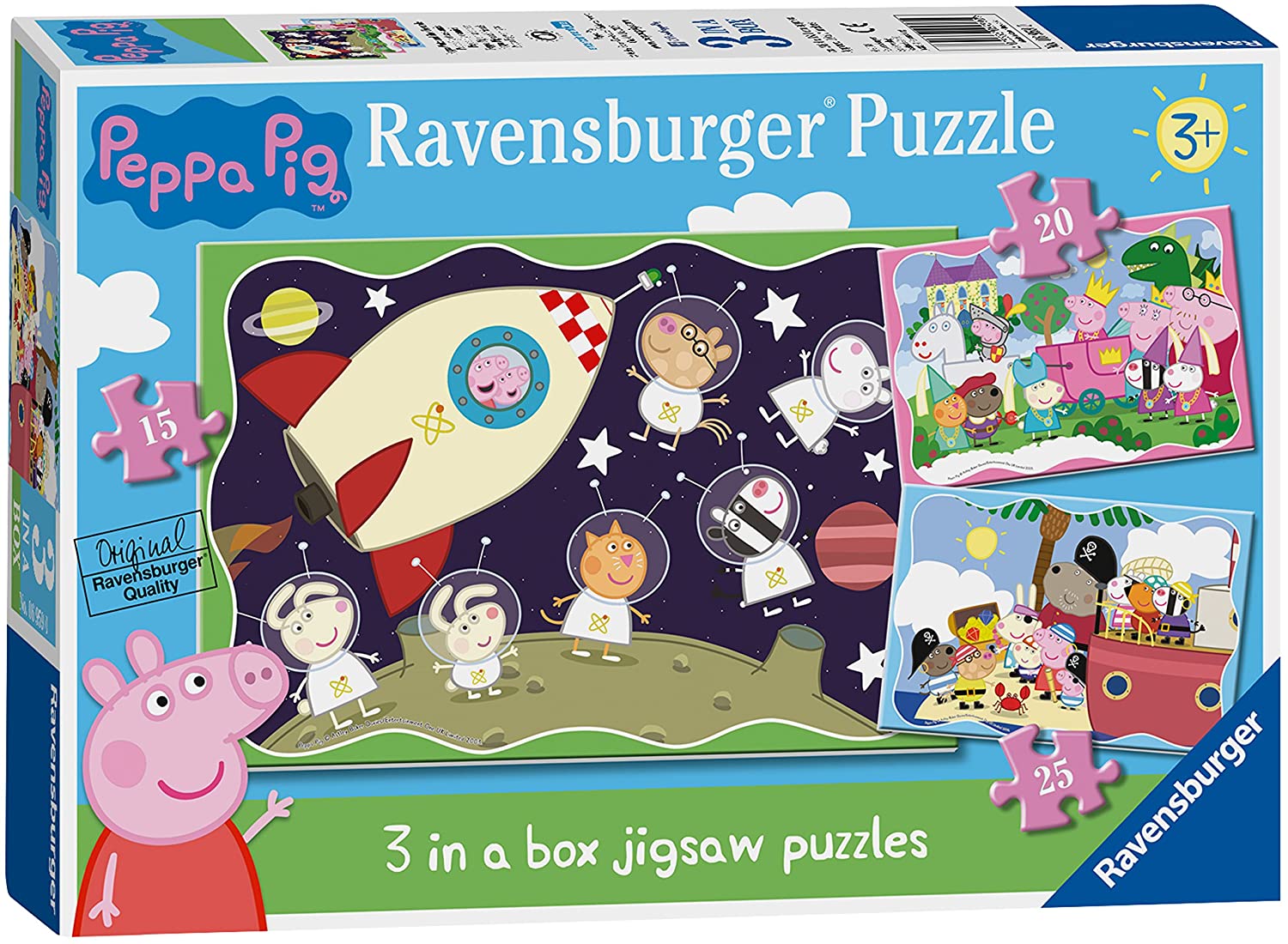 Peppa Pig 3 in a Box – 15, 20, 25 Piece Jigsaw Puzzle (Ravensburger)
