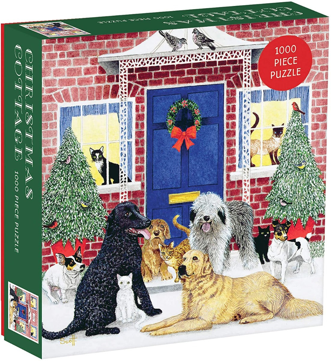 Galison - Christmas Cottage Square Boxed - 1000 Piece Jigsaw Puzzle