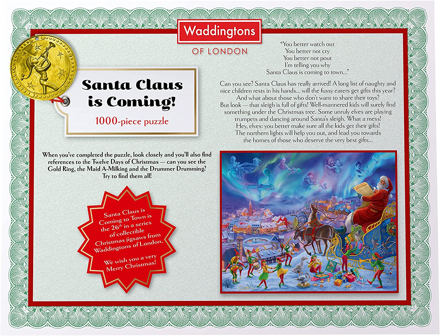 Santa Clause is Coming? 2021 – 1000 Piece Jigsaw Puzzle (Waddingtons)