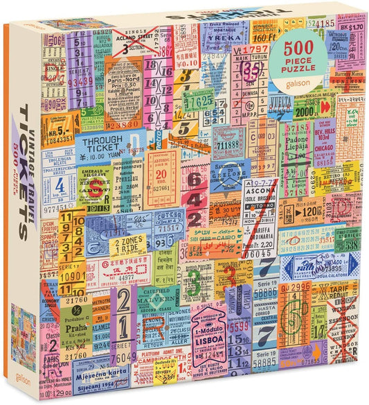 Galison - Vintage Travel Tickets - 500 Piece Foil Jigsaw Puzzle