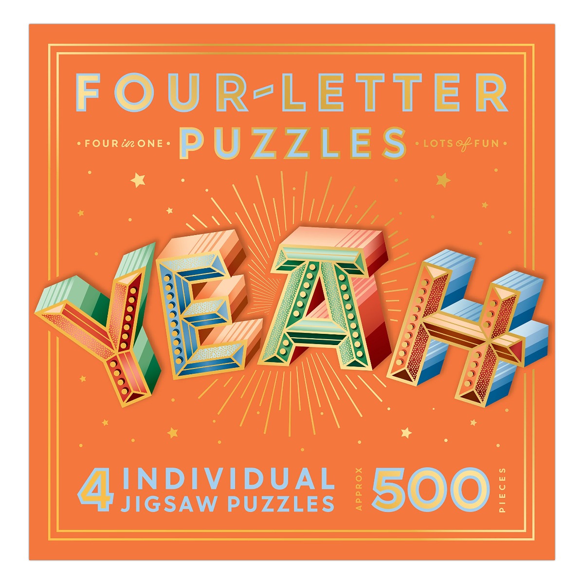 Knock Knock "Yeah" Four Letter Puzzle – 500 Piece Jigsaw Puzzle (Galison)