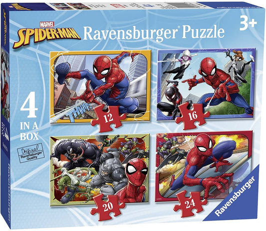Ravensburger - Spider-Man 4 in a box  -  12, 16, 20 , 24 Piece Jigsaw Puzzles