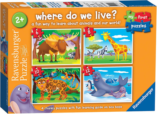Ravensburger 3058 - Where Do We Live? - My First Jigsaw Puzzles (2, 3, 4 & 5pc)