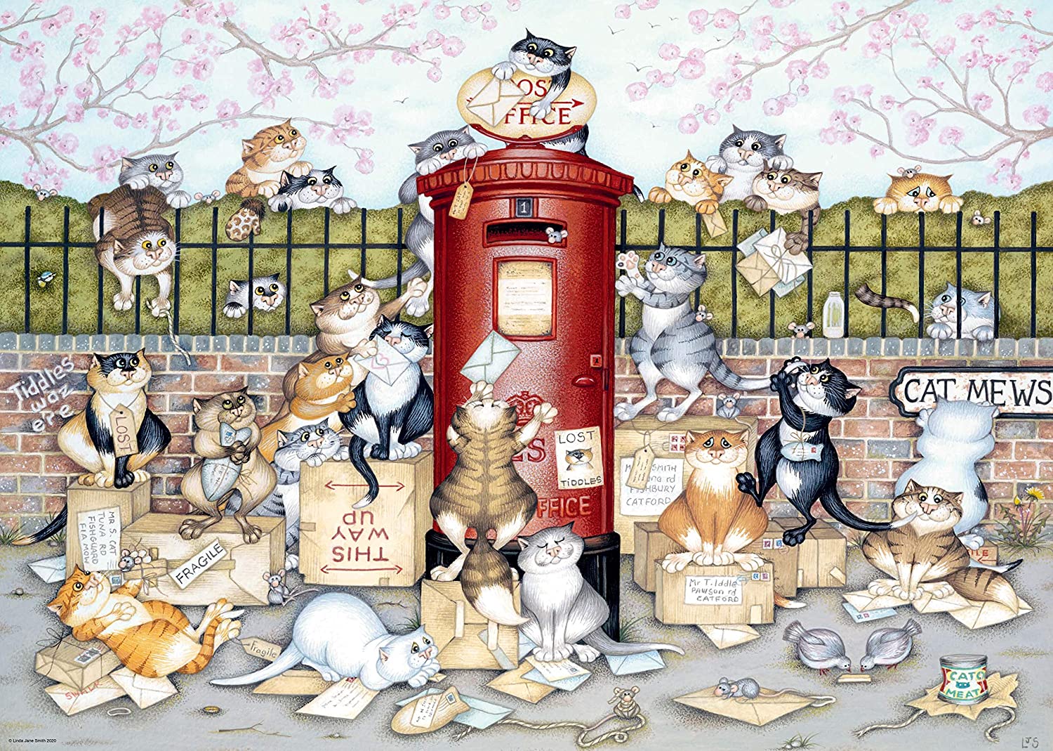 Crazy Cats: Lost in the Post – 1000 Piece Jigsaw Puzzle (Ravensburger)
