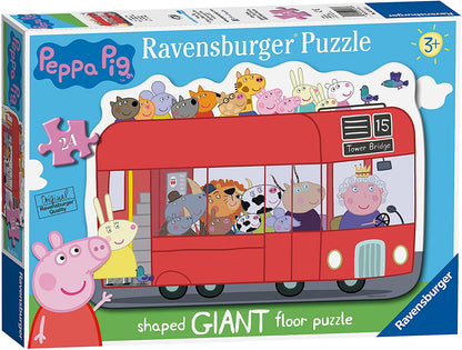 Ravensburger - Peppa Pig London Bus Shaped Giant Floor Puzzle - 24 Piece Jigsaw Puzzle