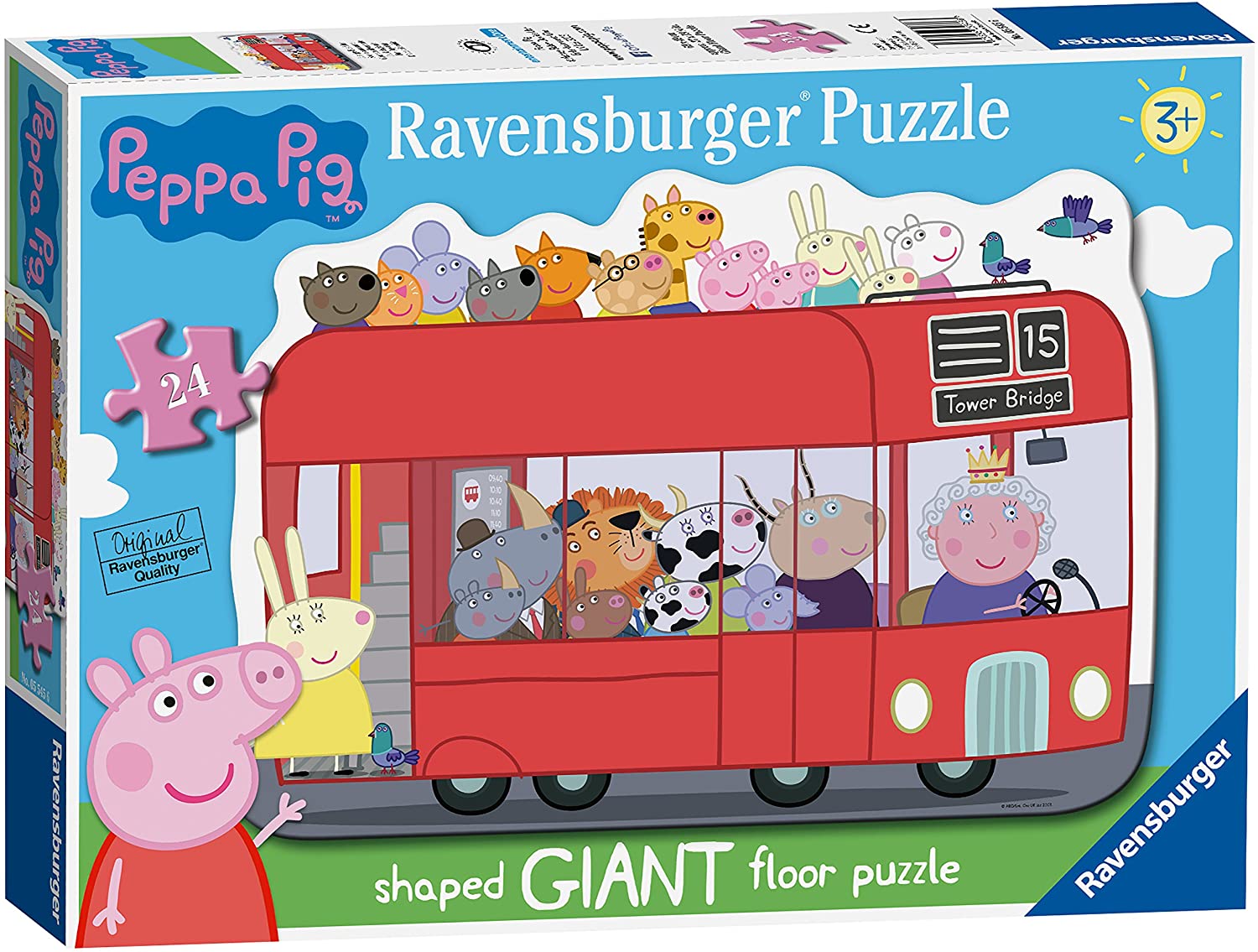 Peppa Pig London Bus Shaped Giant Floor Puzzle – 24 Piece Jigsaw Puzzle (Ravensburger)
