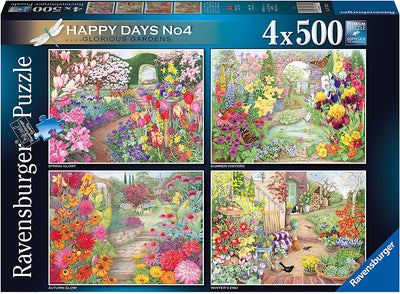 Happy Days No 5, Glorious Gardens – 4 x 500 Piece Jigsaw Puzzles (Ravensburger)