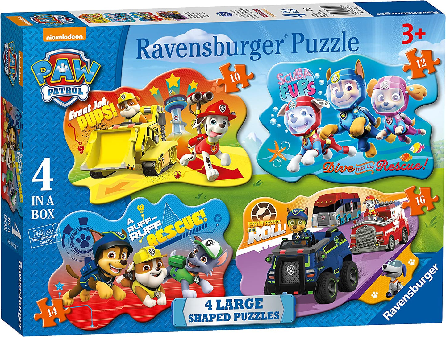 [Damaged Box] Ravensburger Paw Patrol 4 Large Shaped Jigsaw Puzzles (10,12,14,16pc)