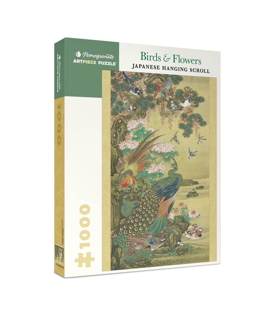 Birds & Flowers: Japanese Hanging Scroll – 1000 Piece Jigsaw Puzzle (Pomegranate)