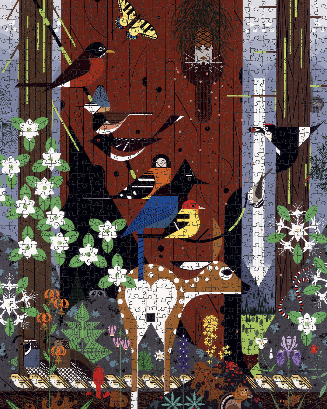 The Sierra Range by Charley Harper – 1000 Piece Jigsaw Puzzle (Pomegranate)
