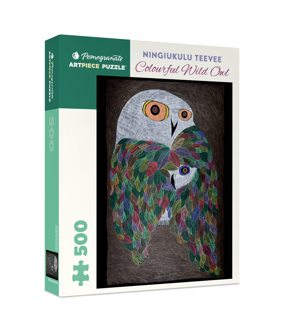 Colourful Wild Owl by Ningiukulu Teevee – 500 Piece Jigsaw Puzzle (Pomegranate)