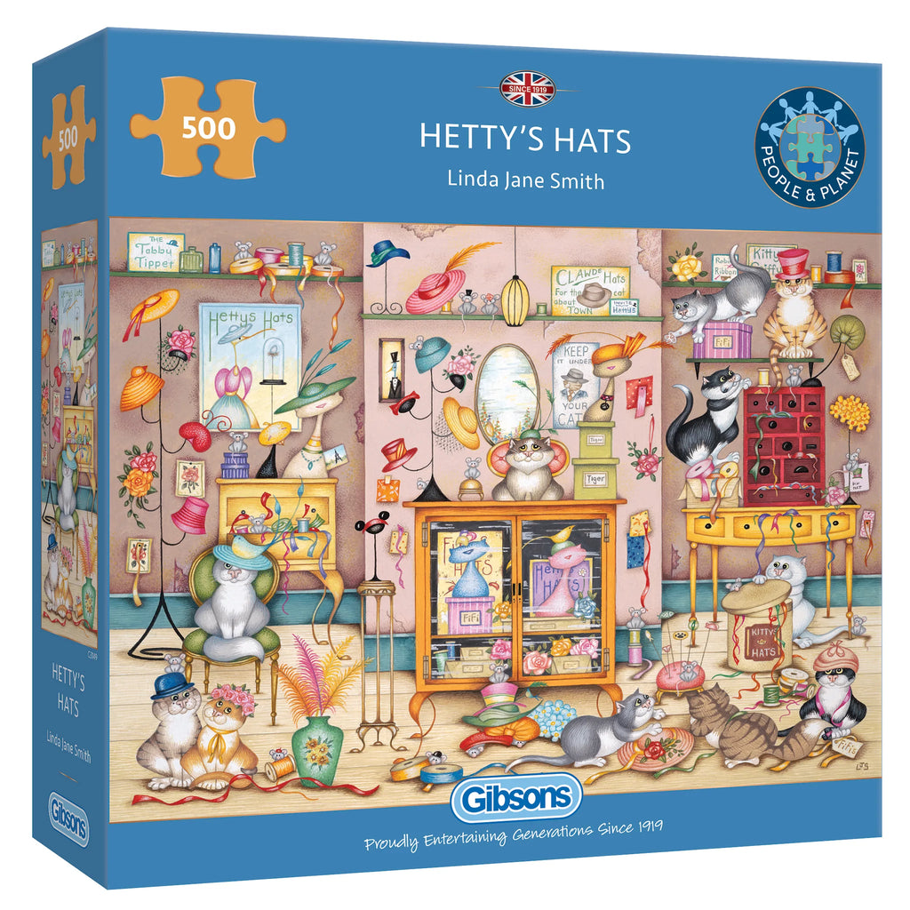 Hetty's Hats – 500 Piece Jigsaw Puzzle (Gibsons)
