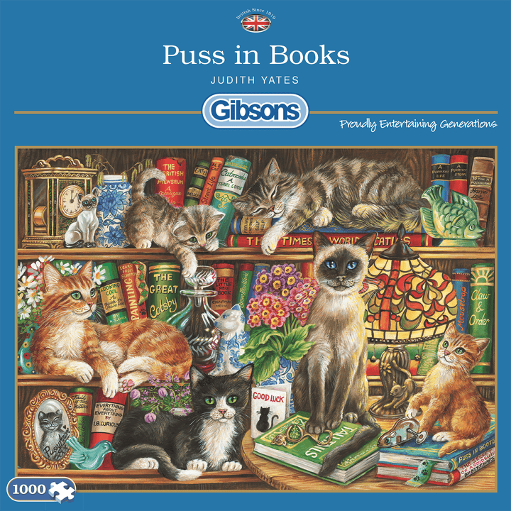 Gibsons - Puss In Books - 1000 Piece Jigsaw Puzzle