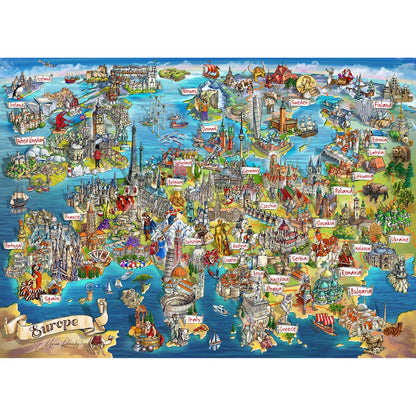 Gibsons - Exploring Europe - 1000 Piece Jigsaw Puzzle