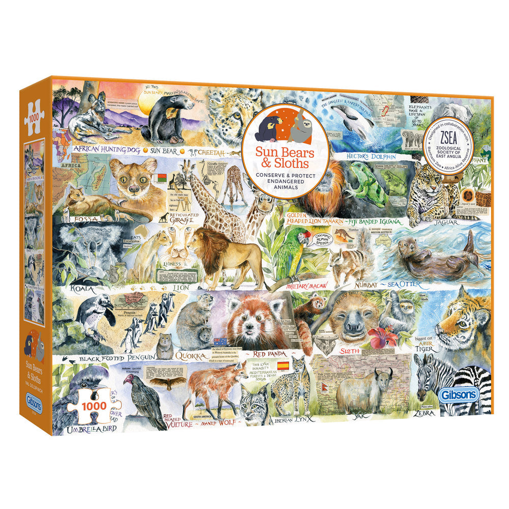 Sun Bears and Sloths – 1000 Piece Jigsaw Puzzle (Gibsons)