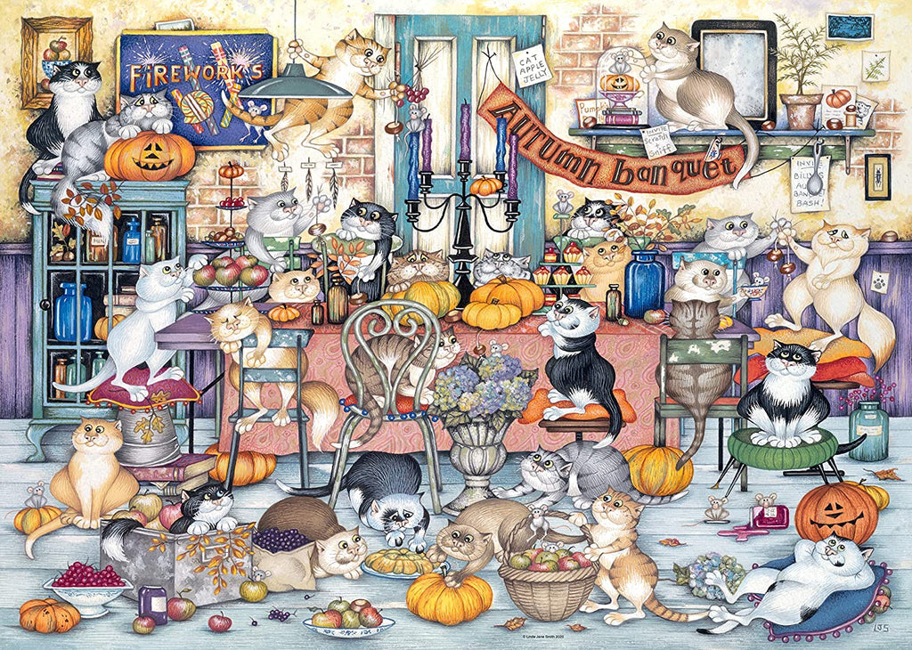 Crazy Cats Autumn Banquet – 1000 Piece Jigsaw Puzzle (Ravensburger)