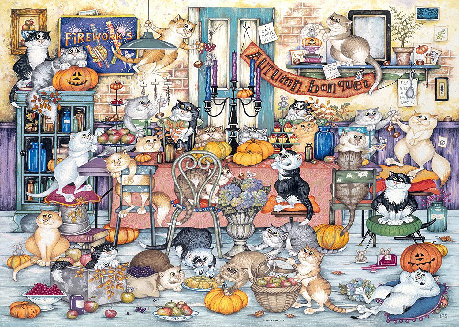 Crazy Cats Autumn Banquet – 1000 Piece Jigsaw Puzzle (Ravensburger)