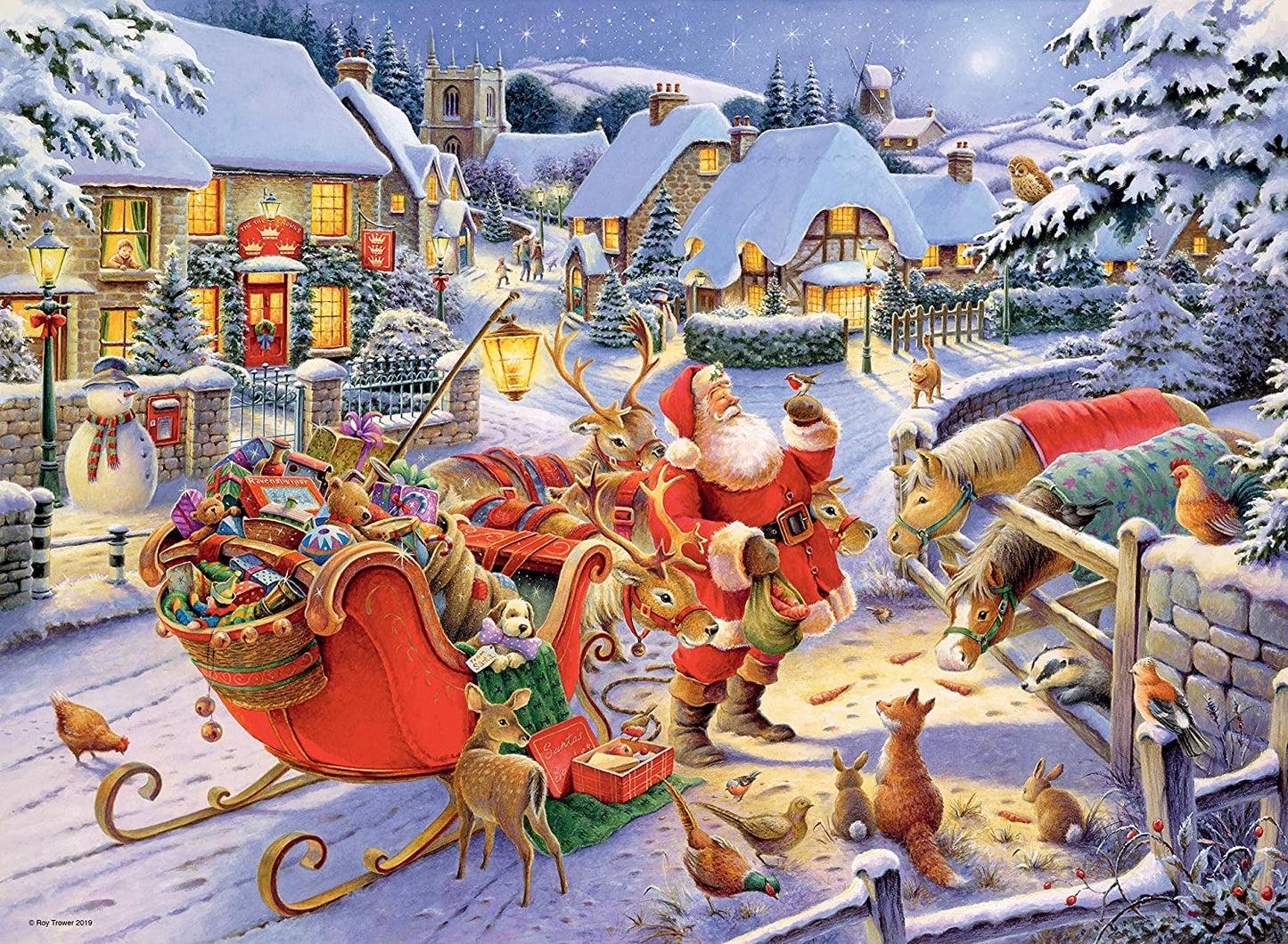 Ravensburger Christmas Collection No.1 - Market & Santa?s Christmas Supper - 2x 500 Piece Jigsaw Puzzles