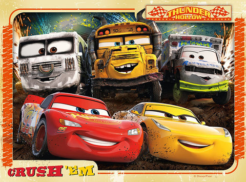 Artwork, puzzle 1 of 4: Disney Pixar Cars 3, 4 in a Box – 12, 16, 20, 24 Piece Jigsaw Puzzles (Ravensburger)