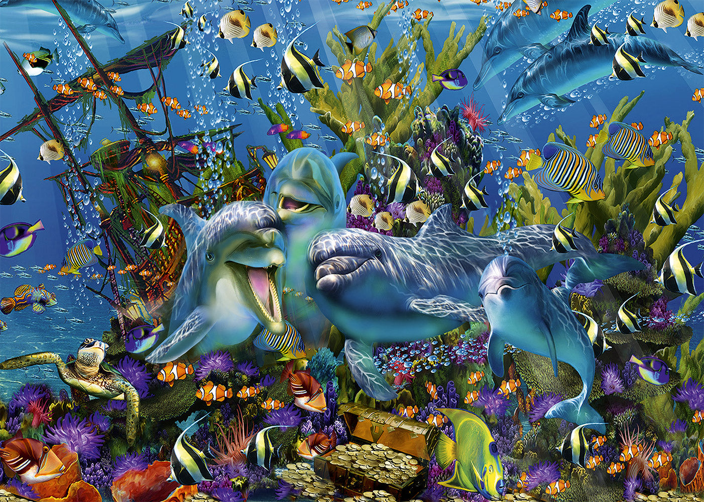 Dolphins Treasure Ship – 1000 Piece Jigsaw Puzzle (Alipson)