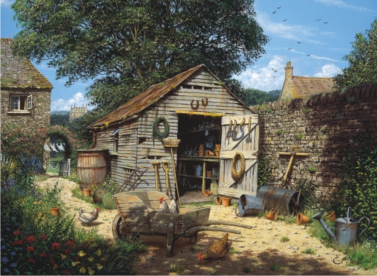Anatolian 'Country Shed' 1000 Piece Jigsaw Puzzle #1032 - Finished Size 18.1 X 26 Inches, Anti-Glare Surface
