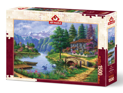 Art Puzzle - Village By Lake - 1500 Piece Jigsaw Puzzle