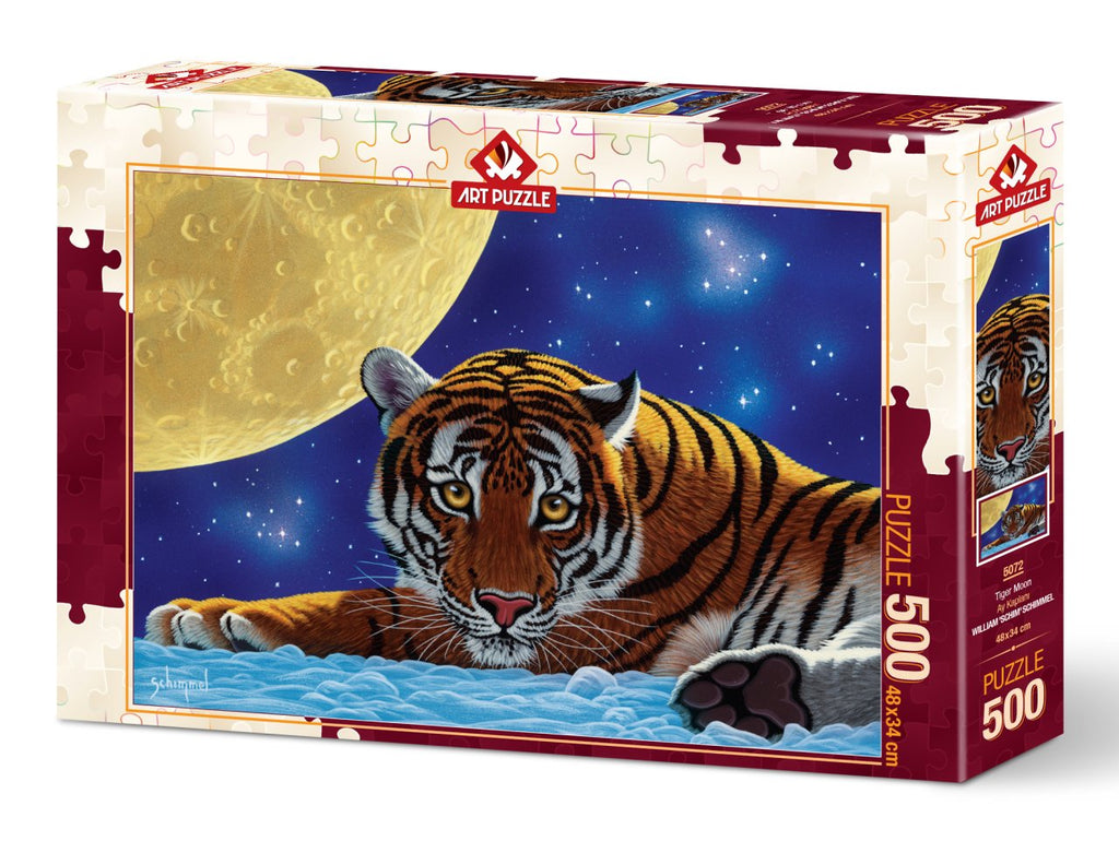 Moon Tiger – 500 Piece Jigsaw Puzzle (Art Puzzle) - Completed Puzzle