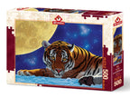Moon Tiger – 500 Piece Jigsaw Puzzle (Art Puzzle) - Completed Puzzle