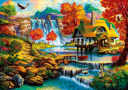 Bluebird Puzzle - Country House by the Water Fall - 1000 piece jigsaw puzzle