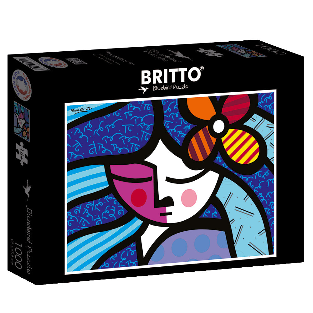 Bluebird Puzzle - Romero Britto - Girl with flower - 1000 Piece Jigsaw Puzzle