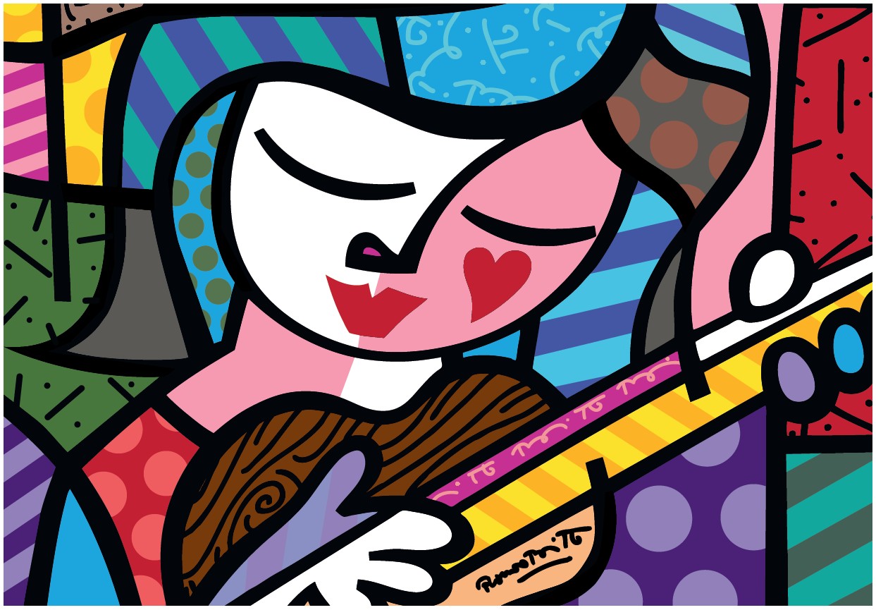 Girl with guitar by Romero Britto – 1000 Piece Jigsaw Puzzle (Bluebird Puzzle)