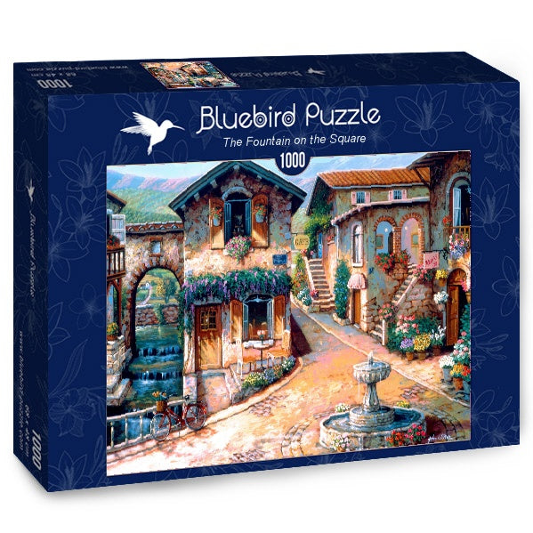 The Fountain on the Square – 1000 Piece Jigsaw Puzzle (Bluebird Puzzle) - Completed Puzzle