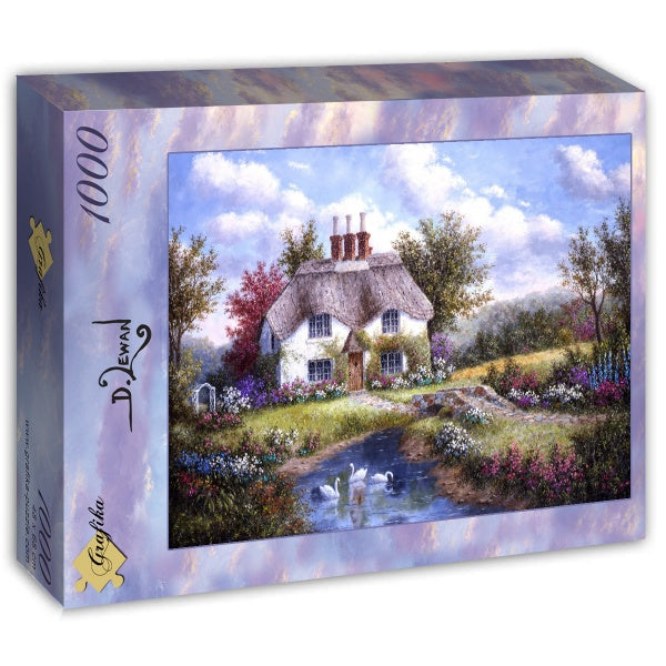 Swan Creek Cottage by Dennis Lewan – 1000 Piece Jigsaw Puzzle (Grafika) - Completed Puzzle