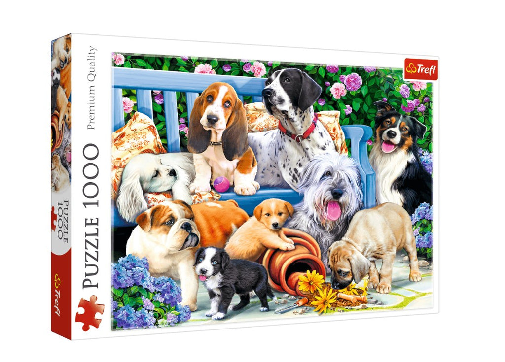 Dogs in the Garden – 1000 Piece Jigsaw Puzzle (Trefl) - Completed Puzzle