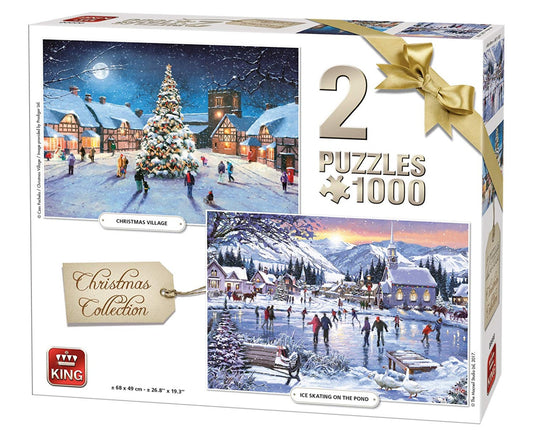 King Puzzle 05217 Christmas Collection - 2 x - 1000 Piece Jigsaw Puzzles