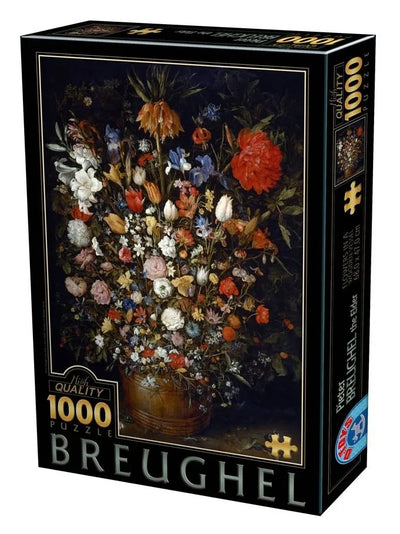 Flowers in a Wooden Vessel by Pieter Brueghel – 1000 Piece Jigsaw Puzzle (Dtoys)