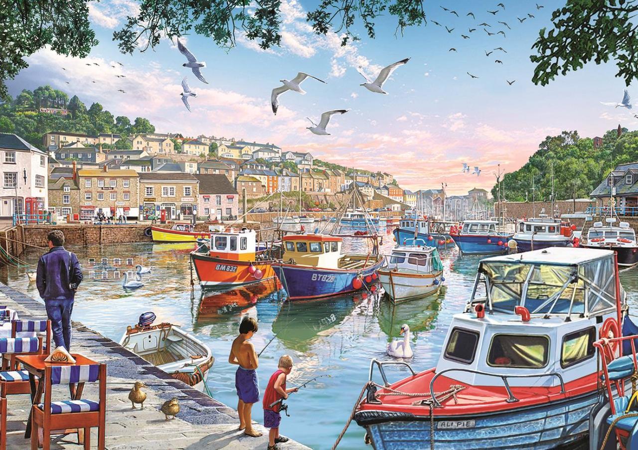 The Little Fishermen at the Harbour – 1000 Piece Jigsaw Puzzle (Art Puzzle)