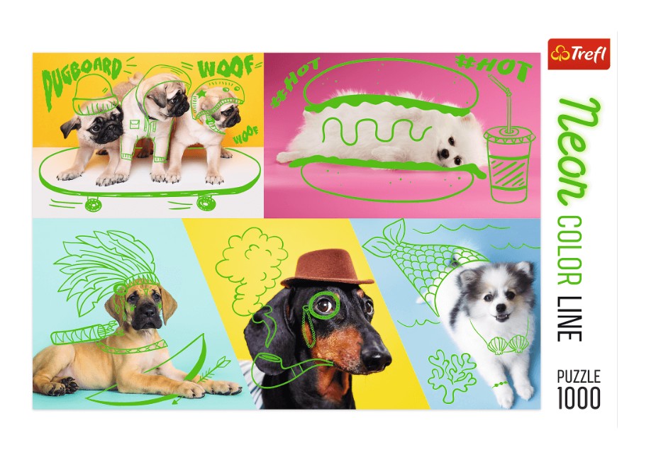 Trefl - Neon Color Line - Dogs - 1000 piece jigsaw puzzle