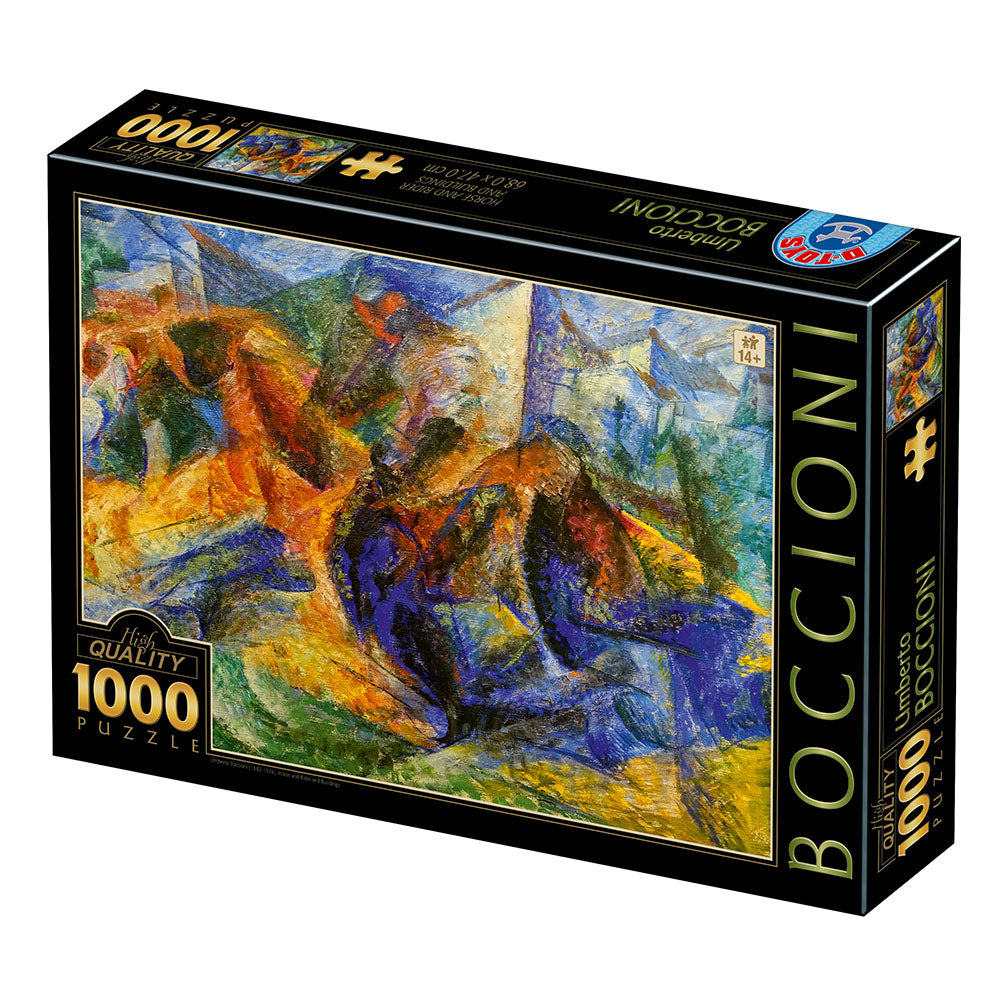 Horse-Rider-Buildings by Umberto Boccioni – 1000 Piece Jigsaw Puzzle (DToys)